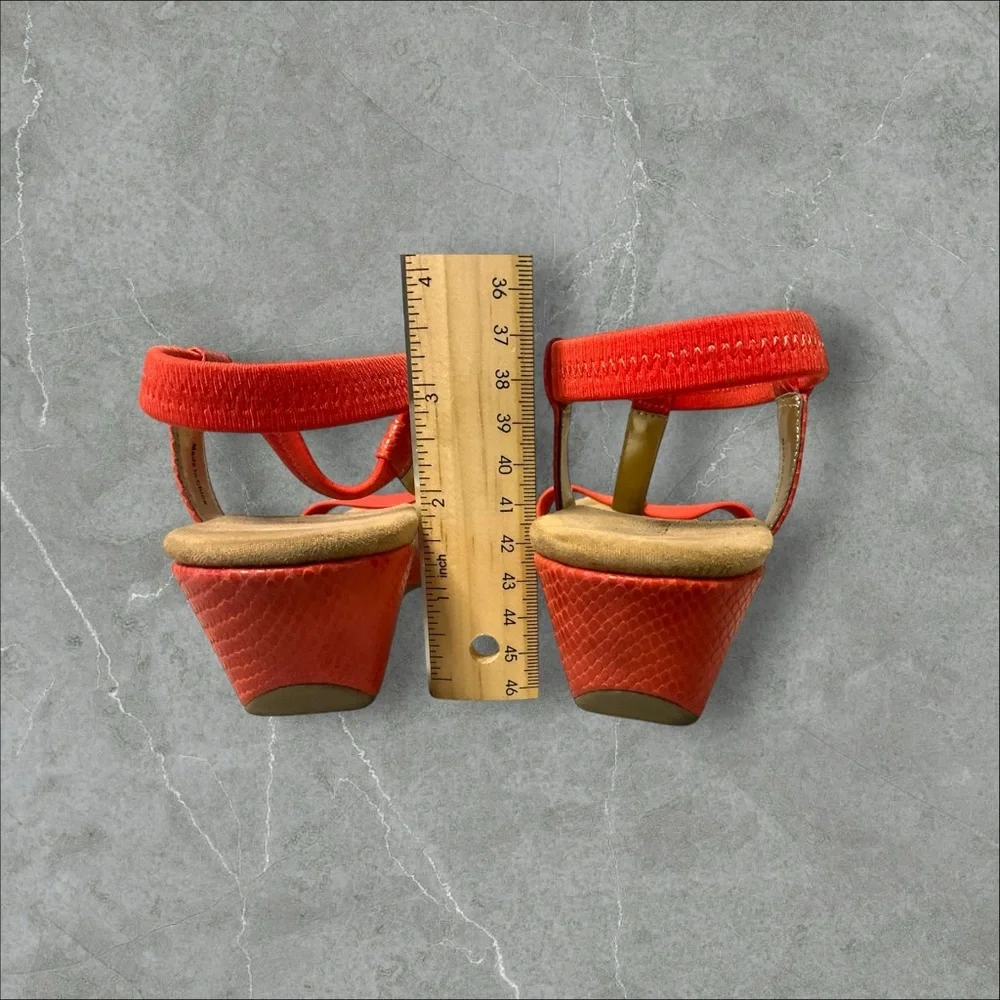 Alfani Persimmon Wedge Sandal SZ 10.5 Slip On Comfort Sole Retro Coquette Women‎